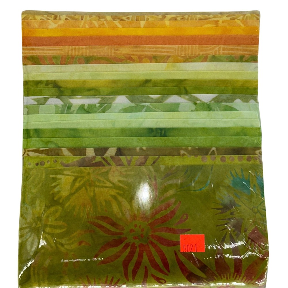 Sew Yeah Quilting Batik Fabric Vegas Strip Bundle Green Orange Yellow Floral